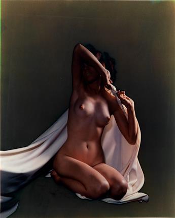 (NUDES) A pair of artistic nudes, each featuring a woman posing with draped cloth.